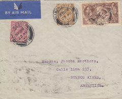 104808 - 1935 MAIL MANCHESTER TO ARGENTINE 2/6d SEAHORSE (SG450).