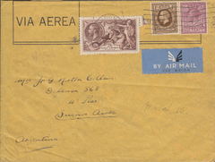 104822 - 1930'S MAIL LONDON TO ARGENTINA 2/6D SEAHORSE (SG450).
