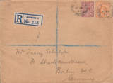 104970 - 1926 MAIL NORWOOD TO GERMANY COMBINATION OF KEDVII AND KGV ISSUES.