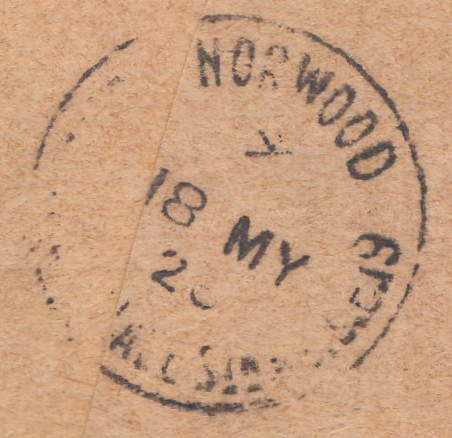 104970 - 1926 MAIL NORWOOD TO GERMANY COMBINATION OF KEDVII AND KGV ISSUES.