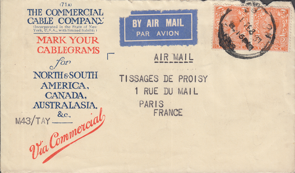 104971 - 1931 ADVERTISING MAIL LONDON TO FRANCE.