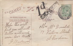 104974 - 1908 UNDERPAID MAIL BUCKIE TO ABERDEEN.