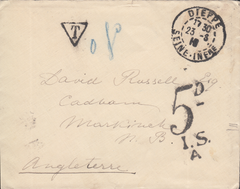 105052 - 1910 UNPAID MAIL DIEPPE TO MARKINCH.