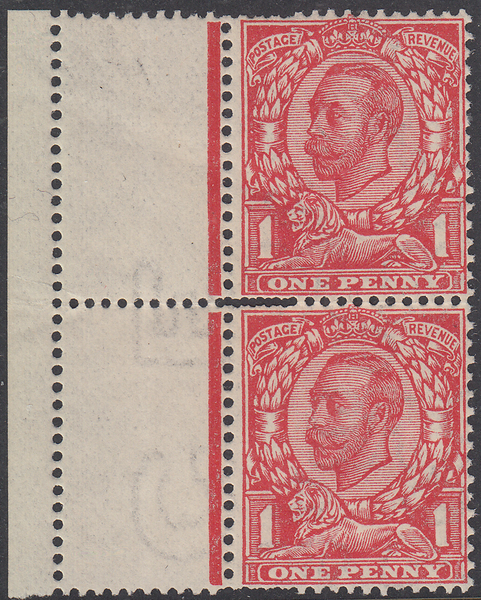 105085 - 1912 1D DOWNEY DOUBLE STRIKE OF PERFORATIONS (SG349).