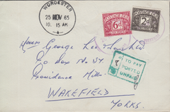 105100 - 1965 UNPAID MAIL WORCESTER TO WAKEFIELD.