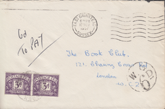 105297 - 1957 UNPAID MAIL EAST GRINSTEAD TO LONDON.