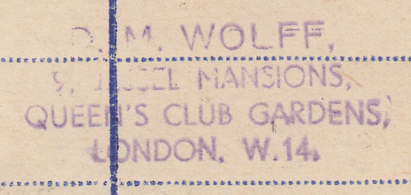 105339 - 1950 REGISTERED MAIL WEST KENSINGTON TO SIDMOUTH/D.M. WOLFF STAMP DEALER.