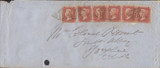 105396 1855 MAIL DUBLIN TO YOUGHAL WITH DIE 2 1D PL.1 (SPEC C6) WITH DUBLIN '186' NUMERALS IN GREEN (SPEC C1ud).86" NUMERALS IN GREEN (SPEC C1vc)/PL.1 (SPEC C6) X 6.