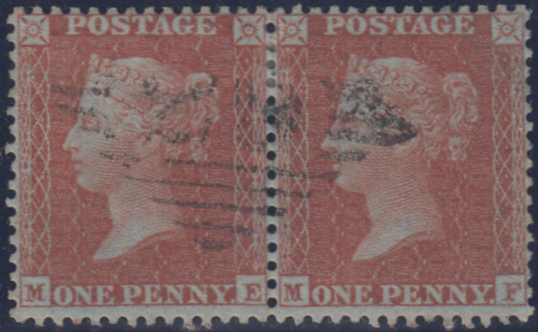 105402 - PL.1 (ME MF) (SG24) PAIR SINGLE IRISH CANCELLATION CONTRARY TO REGULATIONS.