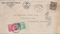 105451 - 1922 UNDERPAID MAIL CANADA TO HUDDERSFIELD.