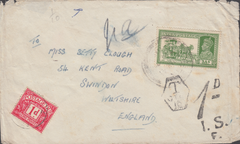 105636 - 1941 UNDERPAID MAIL INDIA TO SWINDON.