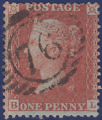 105800 - 1855 DIE 2 1D PL.5 MATCHED PAIR S.C.14 PRINTING (SG24) AND S.C.16 (SG21) LETTERED BL.