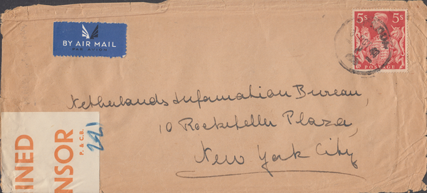 106150 - 1941 MAIL LONDON TO NEW YORK/5S RED (SG477).
