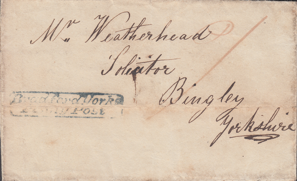 106232 - 1840 YORKS/BRADFORD PENNY POST (YK506).