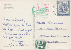 106240 - 1975 UNDERPAID MAIL AUSTRIA TO MIDDLESEX.