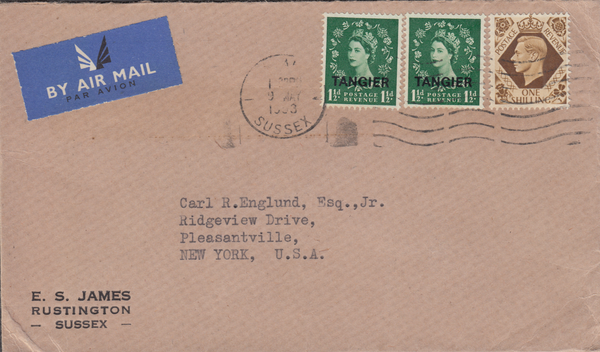106289 - 1953 MIXED FRANKING UK TO THE USA.