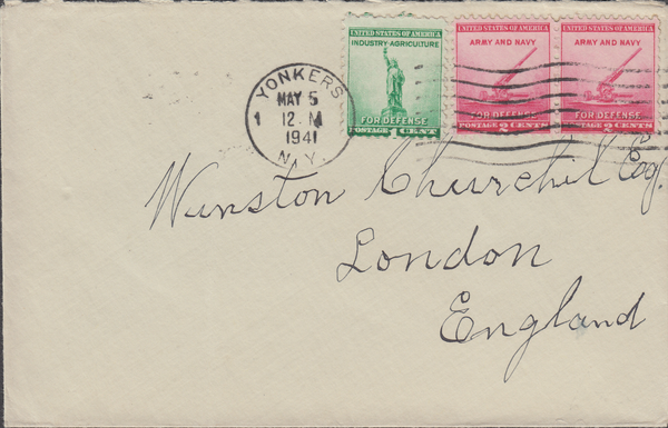 106335 - 1941 MAIL USA ADDRESSED TO WINSTON CHURCHILL.