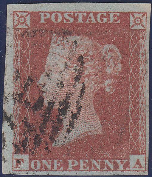 106766 - 1853-4 DIE 1 PL.163 MATCHED PAIR 1D IMPERF (SG8) AND 1D PERF (SG17) LETTERED FA.