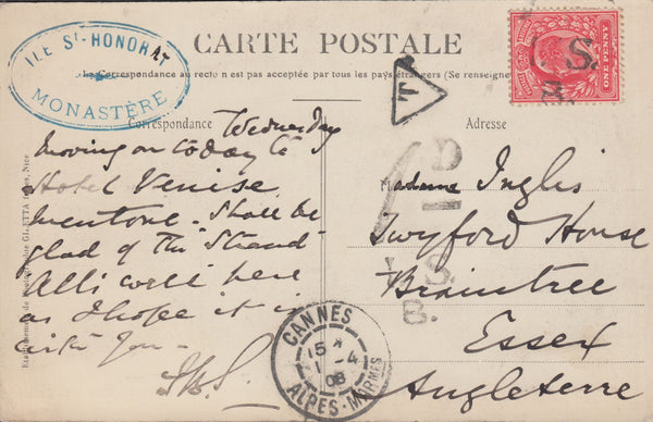 106967 - 1908 UNDERPAID MAIL FRANCE TO THE UK.