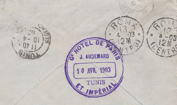 107994 - 1903 MAIL LONDON TO TUNISIA RE-DIRECTED TO ROME.