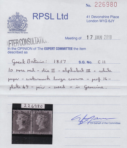 108055 - 1857/8 PL.45 PERFORATION 16 (SG36)(CJ CK) PAIR.