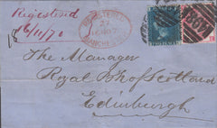 108064 - 1870 REGISTERED MAIL MANCHESTER TO EDINBURGH.