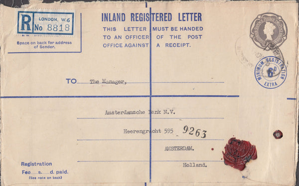 108090 - 1956 REGISTERED MAIL LONDON TO AMSTERDAM.