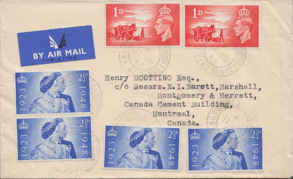 108116 - 1948 MAIL DORKING TO CANADA/COMMEMORATIVES.