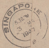 108246 - 1947 REGISTERED MAIL BARNET TO SINGAPORE/2/6 YELLOW-GREEN (SG476b).