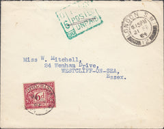 108325 - 1964 UNPAID MAIL LONDON TO WESTCLIFF ON SEA.