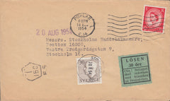 108367 - 1954 UNDERPAID MAIL POPLAR TO SWEDEN.