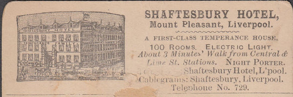 108379 - CIRCA 1880 QV ADVERTISING/LIVERPOOL.