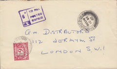 108396 - 1962 UNPAID MAIL SHEPHERDS BUSH TO LONDON S.W.1.