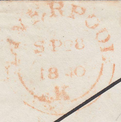108409 - 1D BLACK PL.4 (TH)(SG2) ON COVER LIVERPOOL TO NOTTINGHAM/WOOLTON PENNY POST HAND STAMP (LL547).