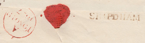 108419 - 1827 NORFOLK/"SHIPDHAM" STRAIGHT LINE HAND STAMP (NK356).