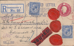 108496 - 1924 REGISTERED INSURED MAIL MANCHESTER TO GERMANY.