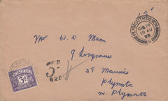 108651 - 1955 UNPAID MAIL USED LOCALLY IN PLYMOUTH.