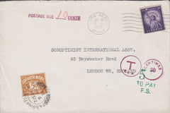 108659 - 1956 UNDERPAID MAIL USA TO LONDON.