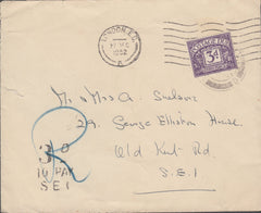 108661 - 1952 UNPAID MAIL USED IN LONDON.