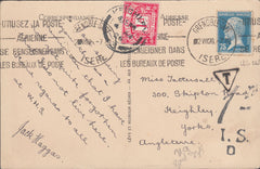 108814 - 1926 UNDERPAID MAIL FRANCE TO YORKSHIRE.