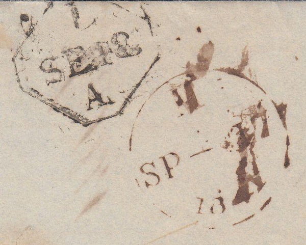108861 - 1841 FORWARDING AGENTS MAIL LONDON TO NEW YORK VIA LIVERPOOL.