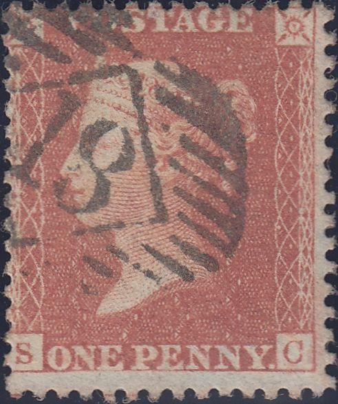 109177 - 1856/7 DIE 2 PL.44 MATCHED PAIR LETTERED SC RED-BROWN ON BLUED PAPER (SG29) AND ROSE-RED ON WHITE PAPER (SG40).