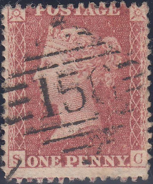 109177 - 1856/7 DIE 2 PL.44 MATCHED PAIR LETTERED SC RED-BROWN ON BLUED PAPER (SG29) AND ROSE-RED ON WHITE PAPER (SG40).