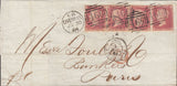 109210 - 1864 MAIL LIVERPOOL TO PARIS/PL.57 STRIP OF FOUR (SG40).