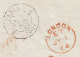 109210 - 1864 MAIL LIVERPOOL TO PARIS/PL.57 STRIP OF FOUR (SG40).