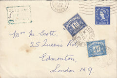 109306 - 1964 UNDERPAID MAIL HERTS TO LONDON.