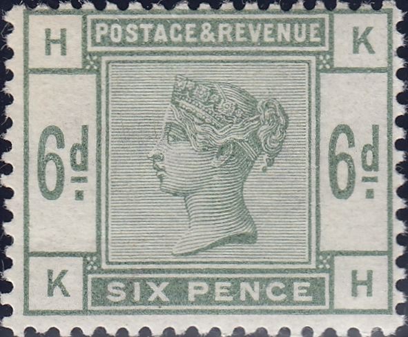 109337 - 1884 6D DULL GREEN (SG194).