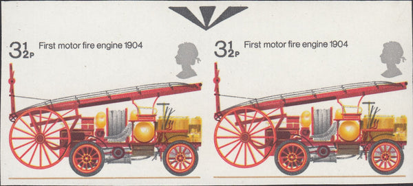 109344 - 1974 3½P FIRST MOTOR FIRE-ENGINE IMPERFORATE PAIR (SG950a).