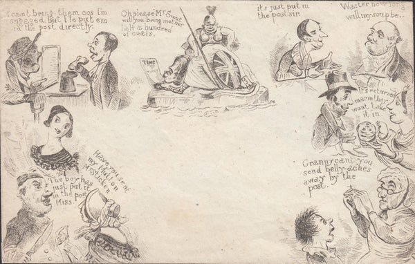 109362 - CIRCA 1840 CONTEMPORARY REPRODUCTION OF SPOONER CARICATURE NO. 5 - THE 'POSTAL' ENVELOPE.