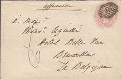 109368 - 1856 1D PINK LONDON TO BELGIUM/POSTAGE UNDERPAID.